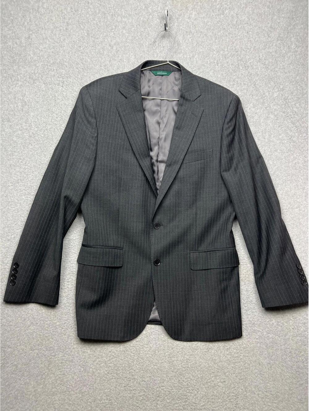 Brooks Brothers Wool Blend Blazer Mens Size 40 R Striped Sport charcoal gray